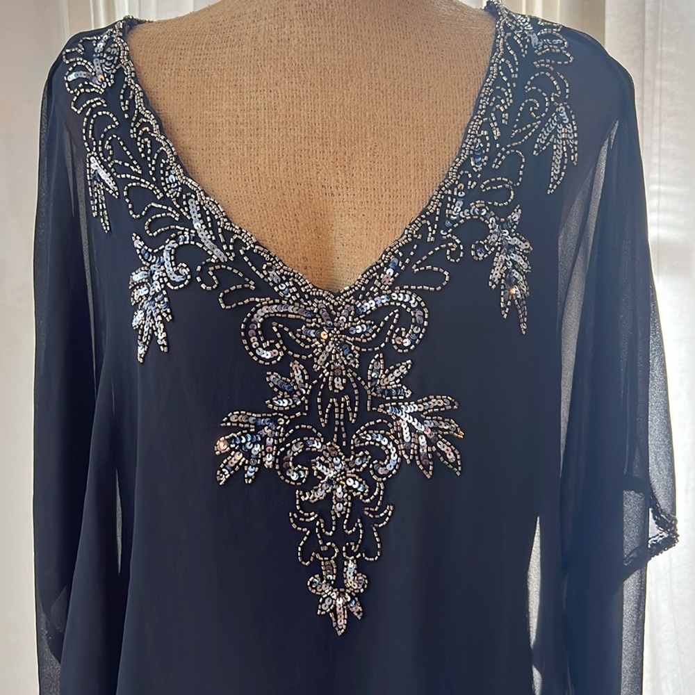 Navy beaded mini dress